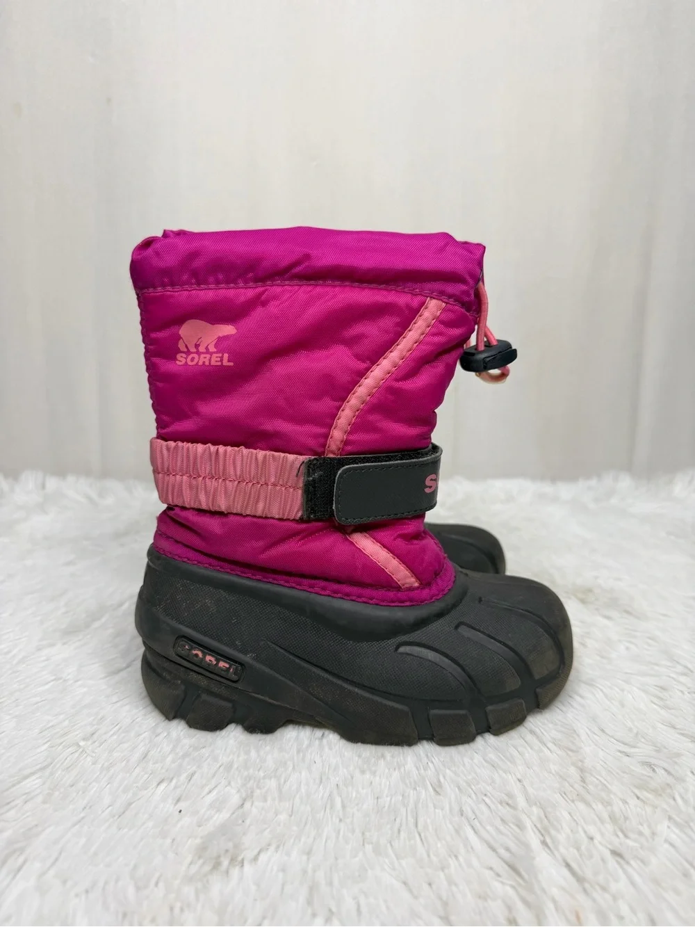 SOREL / Flurry Winter Snow Boots Black Pink Insulated Waterproof / 10 Toddler